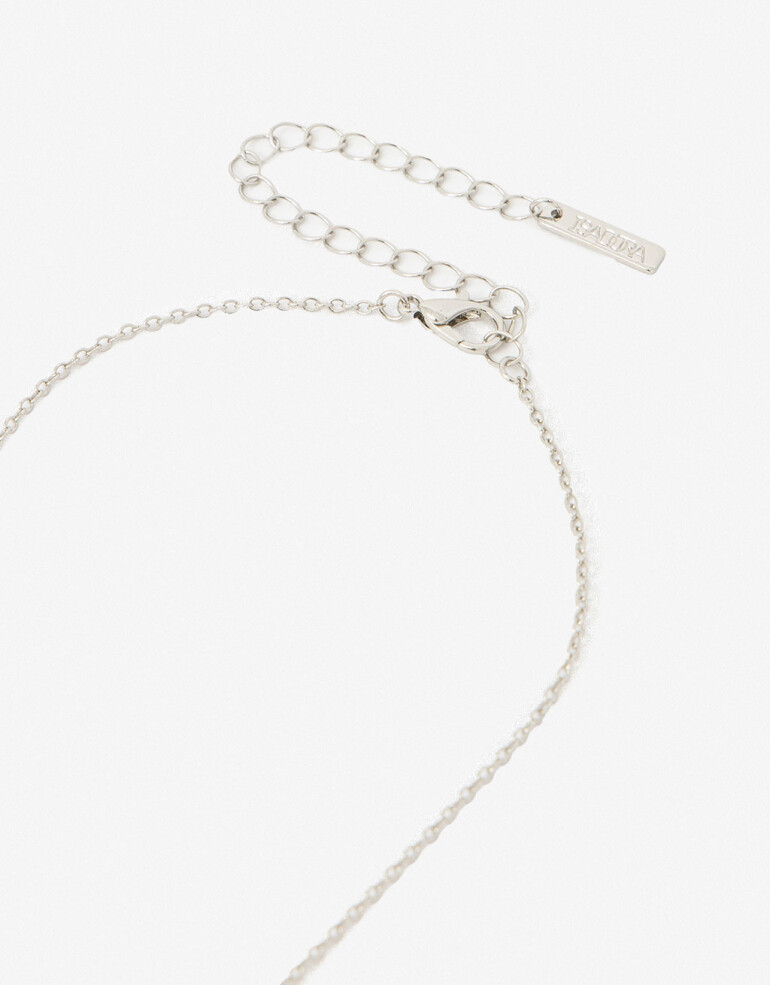 Collares Largos Metal Collar Largo Y Con Chapones - Plateado Rodio