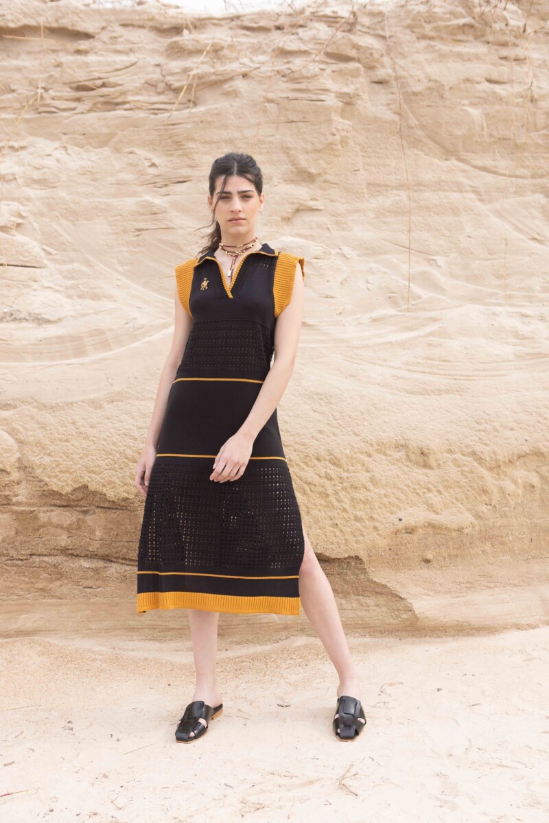 Vestido Stripe - Negro y Camel 