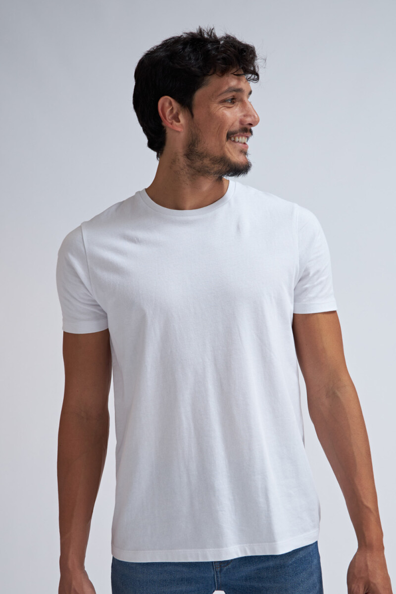 Camiseta con cuello redondo - Blanco 