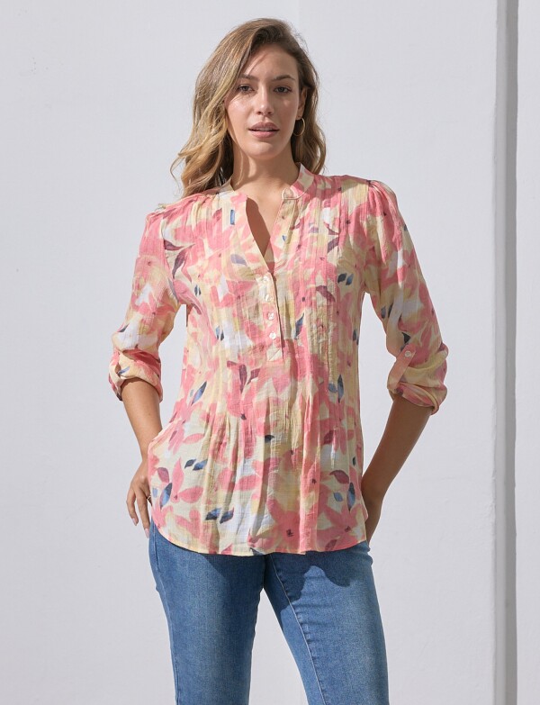 Blusa Gasa Print MULTI/AMARILLO