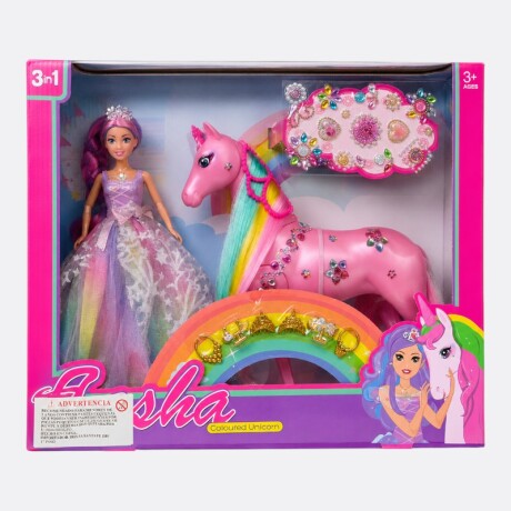 Muñeca Con Pony Colores Arcoiris Muñeca Con Pony Colores Arcoiris
