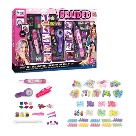 Set Juego De Salón 3en1 Decoración Cabello Trenzador Jug025004