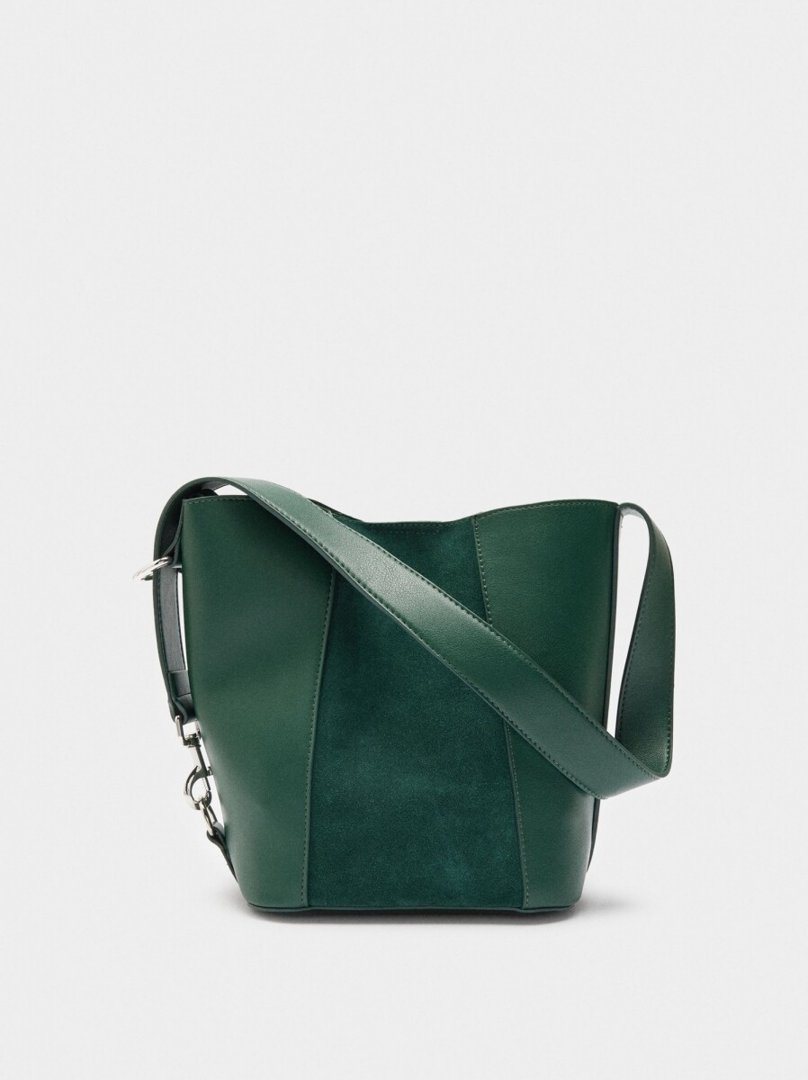 Bolso Bombonera Con Detalles De Piel - verde 