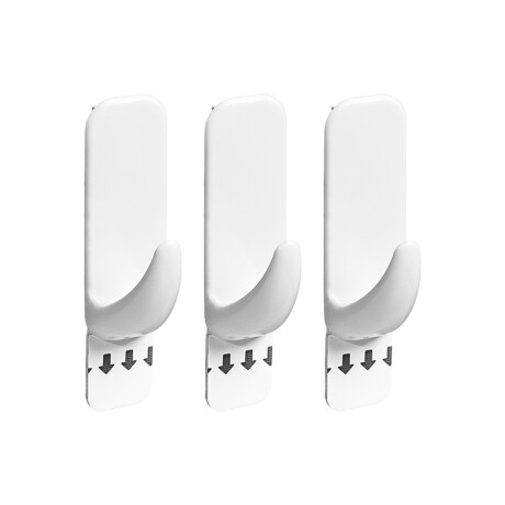 Gancho retangular x3 con adhesivo P BLANCO