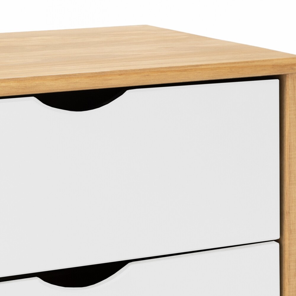 Mesa De Luz Madera Maciza Nordica 2 Cajones - Linea Dublin - Blanca Mesa De Luz Madera Maciza Nordica 2 Cajones - Linea Dublin - Blanca