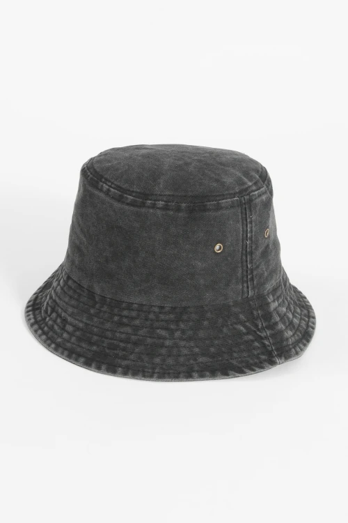 Gorro bucket gastado pespunte negro