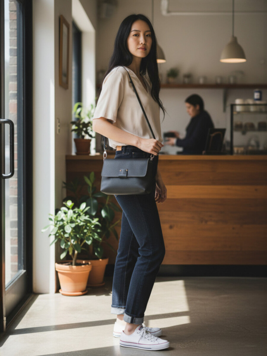 Morral con solapa chico - Negro 