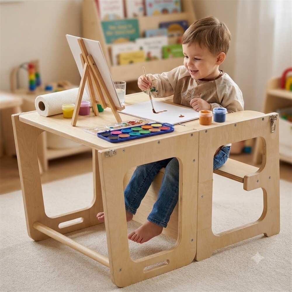 Torre de aprendizaje y mesa Montessori 4 en 1 Torre de aprendizaje y mesa Montessori 4 en 1