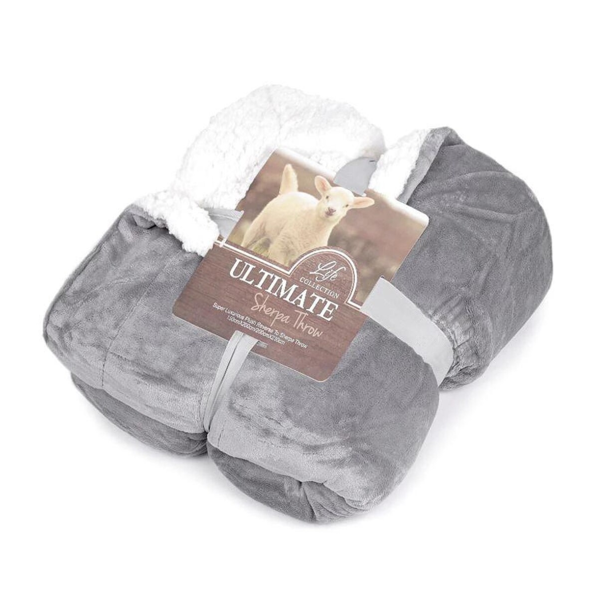 Frazada Polar 1 Plaza con Corderito Ultimate Sherpa Throw - GRIS 