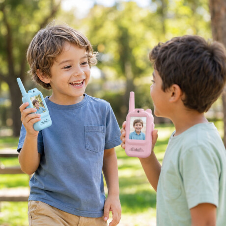 Walkie Talkies Para Niños Recargables 10m Con Pantalla 2 Pul Celeste/rosa
