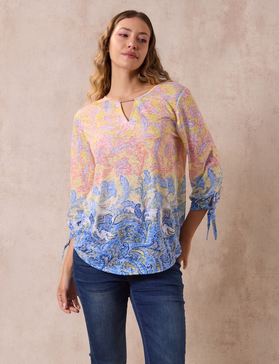 Blusa Printed - Multi/amarillo 