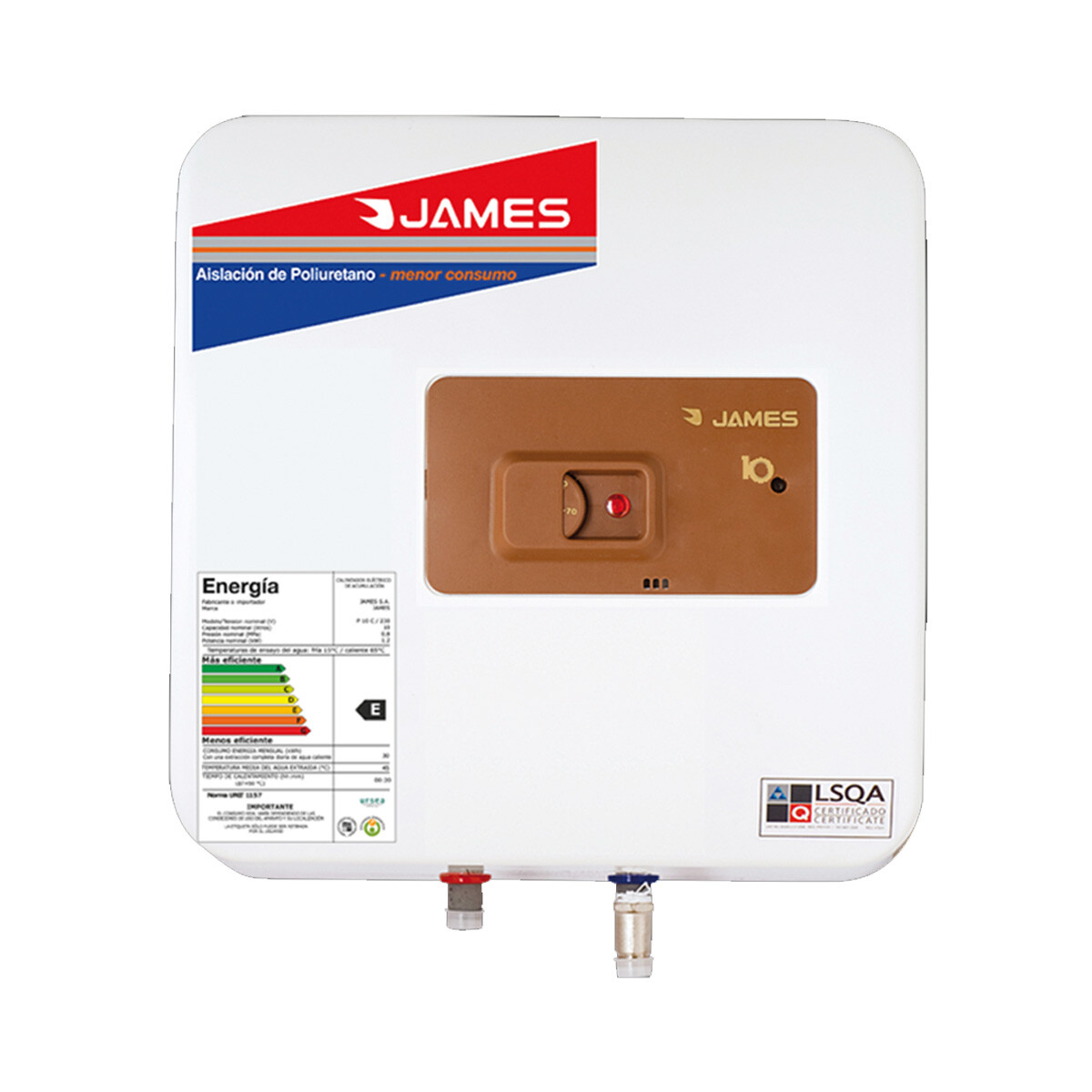 TERMOTANQUE 10LT LÍNEA PRISMA COBRE JAMES 