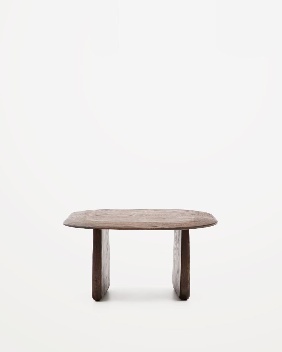 Mesa auxiliar Pirita de madera maciza de roble con acabado oscuro 70,6 x 70 cm FSC 100%