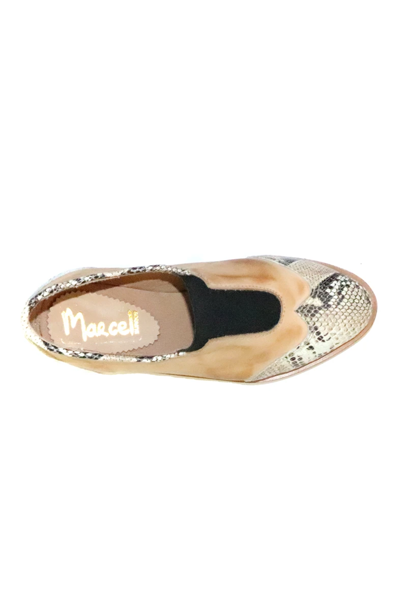 Zapato Bajo Cuero Combinado Natural Combinado