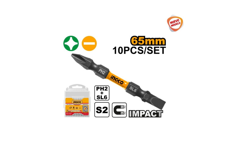 SET X 10 PUNTAS IMPACTO PH2+SL6.0*1.0 65MM SET X 10 PUNTAS IMPACTO PH2+SL6.0*1.0 65MM