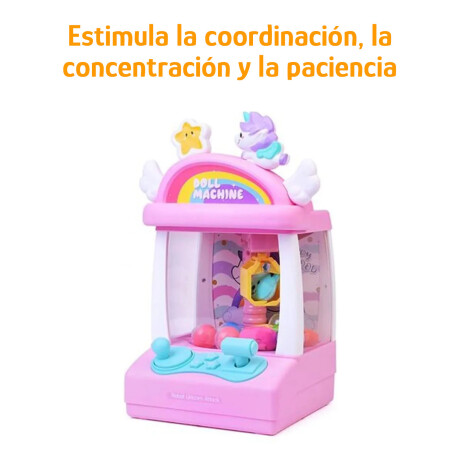 Máquina Atrapa Premios Infantil Con Luces Sonidos Unicornio Rosa