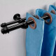 Barrote cortina doble de metal 2,5 m + 3 Soportes NEGRO