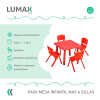 Pack Mesa Infantil Lumax Cuadrada + 4 Sillas Rojo