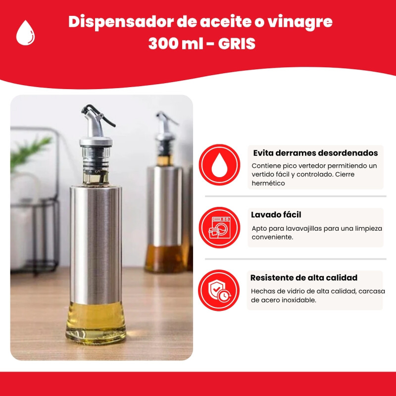 Dispensador de aceite o vinagre 300 ml GRIS