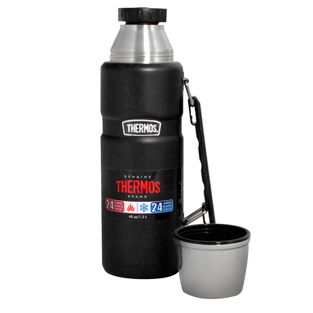 Termo Thermos King Acero Inoxidable 1.2 lts con Manija - NEGRO 