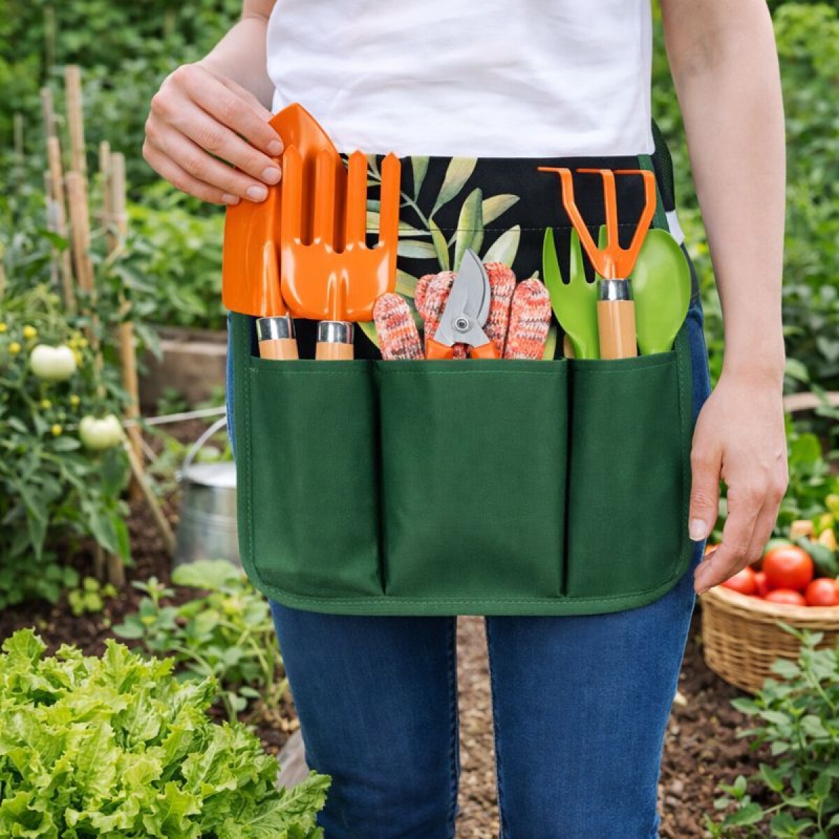 Juego Set Cinturón Con Herramientas De Jardinería Tramontina Verde 