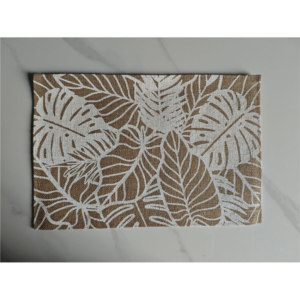 INDIVIDIUAL YUTE HOJAS 45x30CM NATURAL/BLANCO 