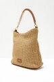 Bolso rafia con asas de eco cuero beige