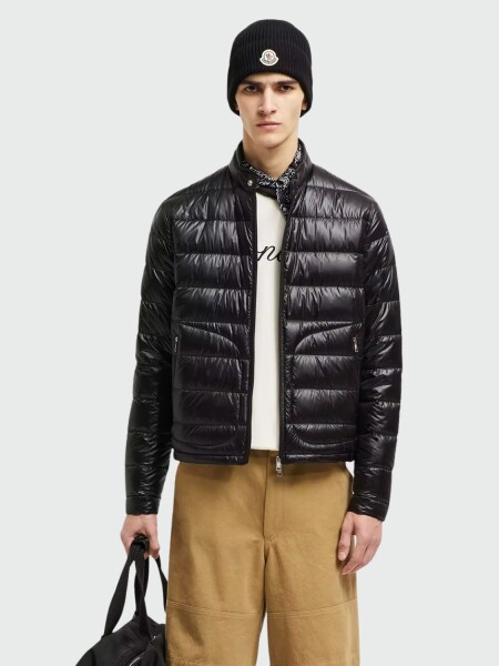 MONCLER - CAMPERA CORTA ACORUS DE PLUMAS Negro
