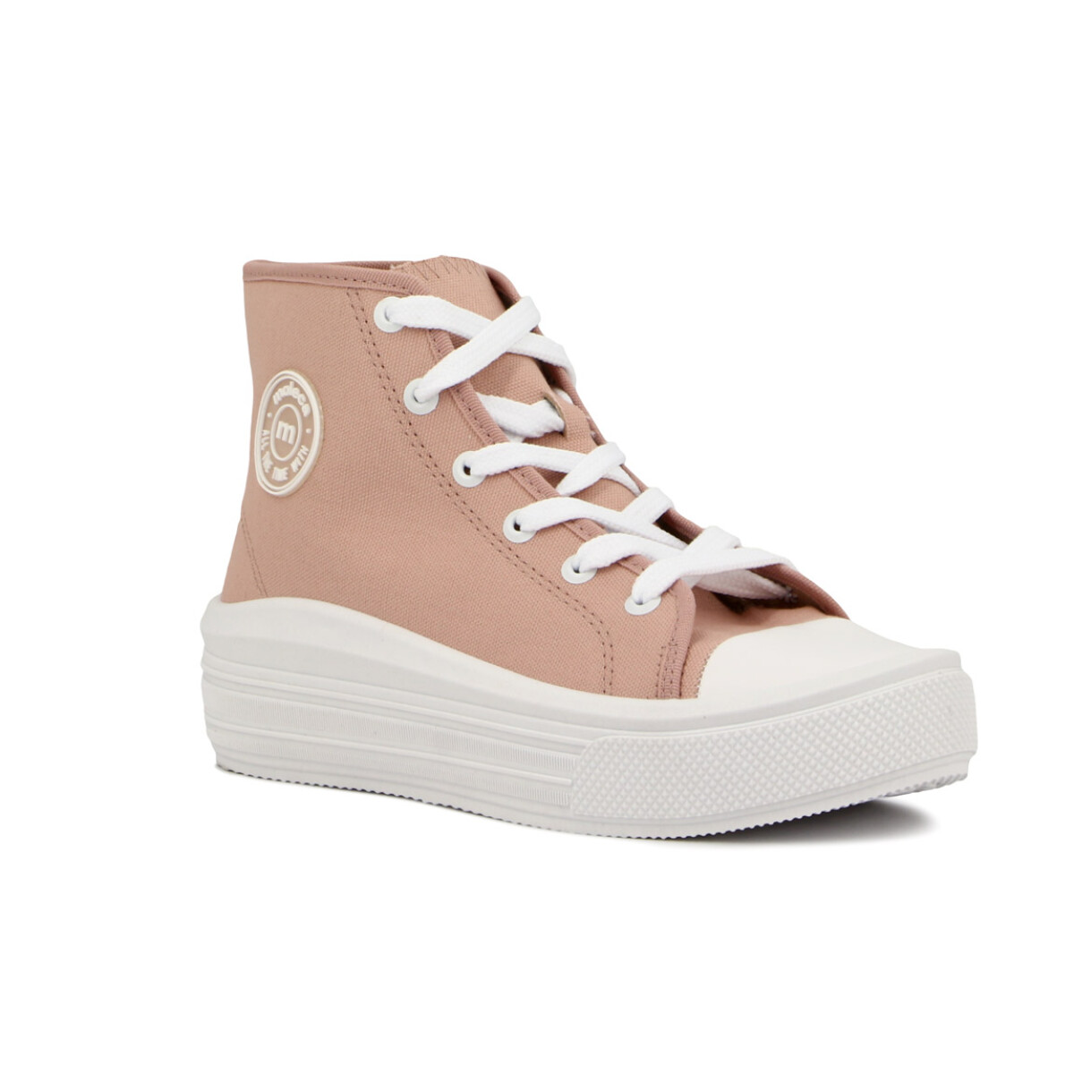 Moleca Bota Casual Lona Acordonado - Rosado-blanco 