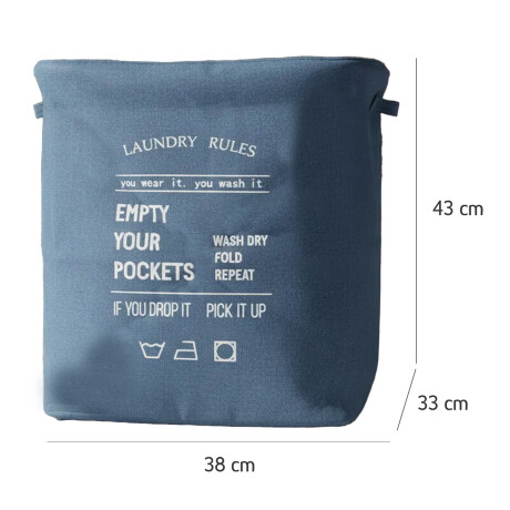 Bolso canasto con cierre y tapa de tela para Ropa Lavanderia Azul