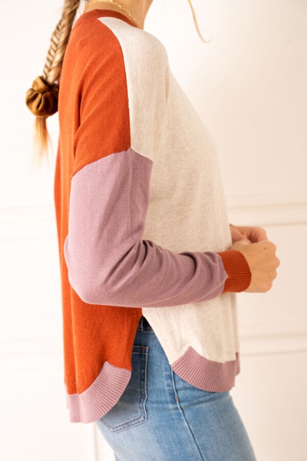 Sweater Color Block Ladrillo