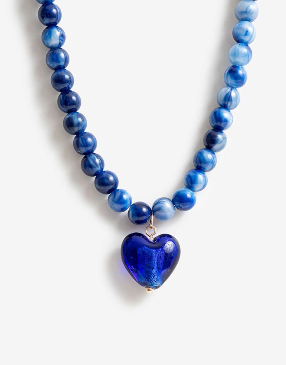 Collar Con Bolones Corazón - Dorado 