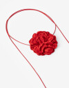 Pañuelos Raso Choker Con Flor Doble - Rojo Medio
