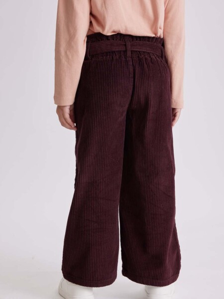 Pantalón ancho con lazo pana Bordo