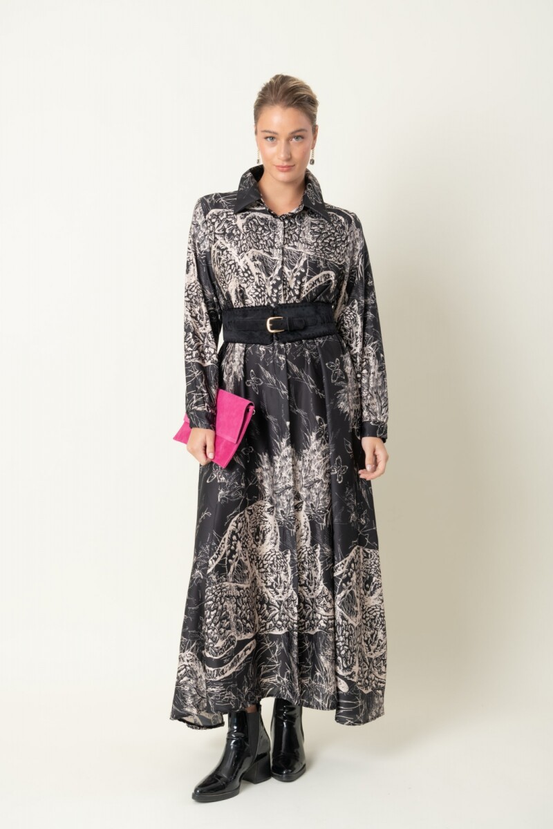 VESTIDO LEOPARDO - Negro 
