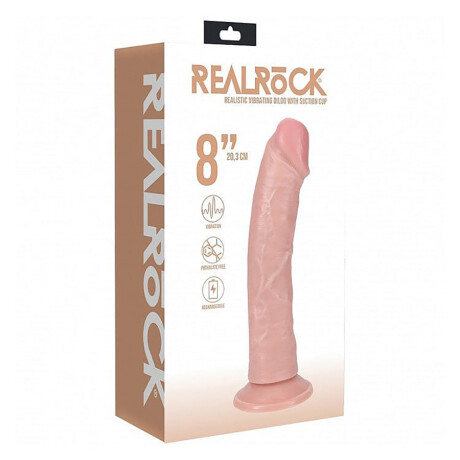 Vibrador Realístico Rotador RealRock 20 cm con Ventosa Carne