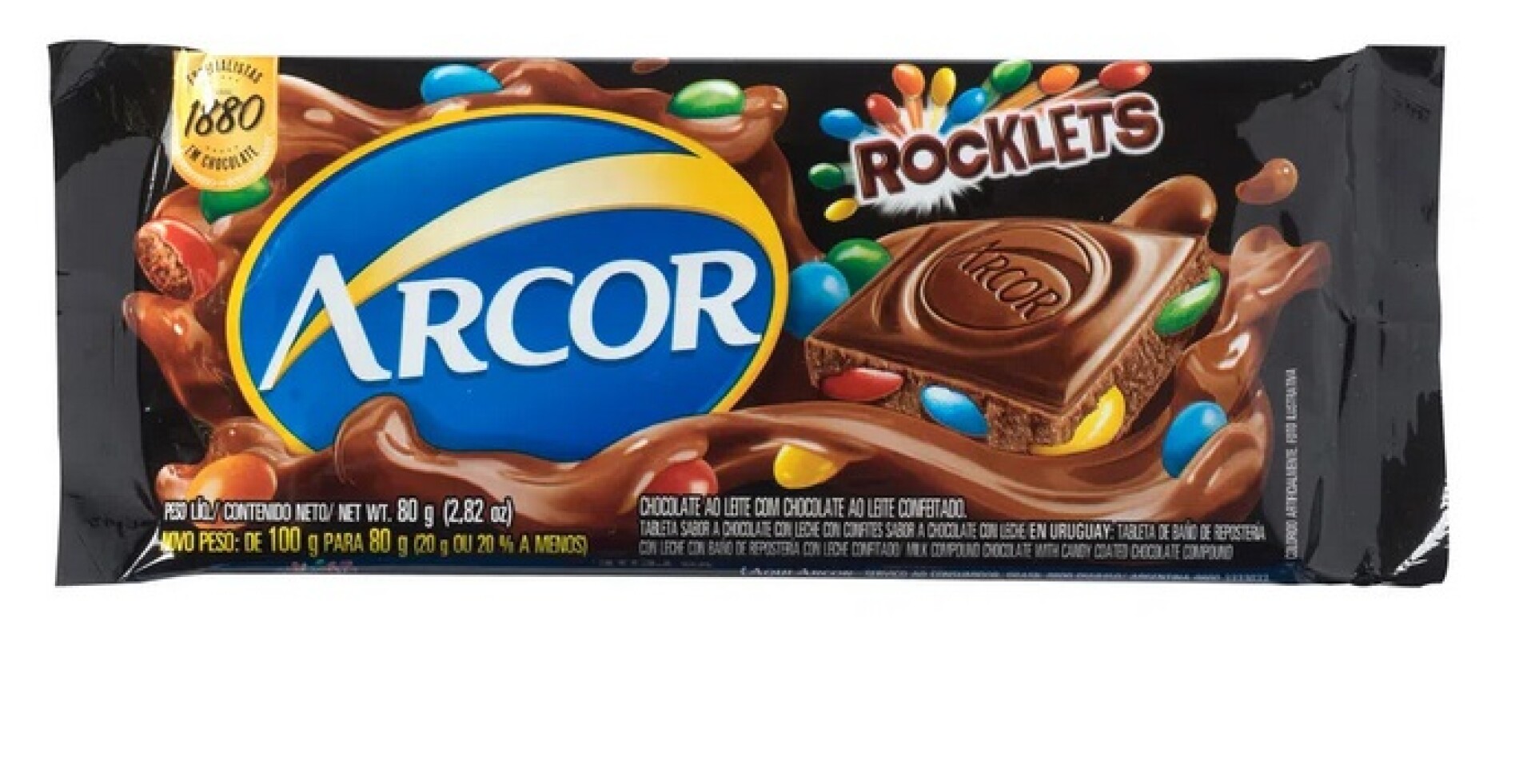 TABLETA CHOCOLATE ARCOR 80G C/ROCKLETS 
