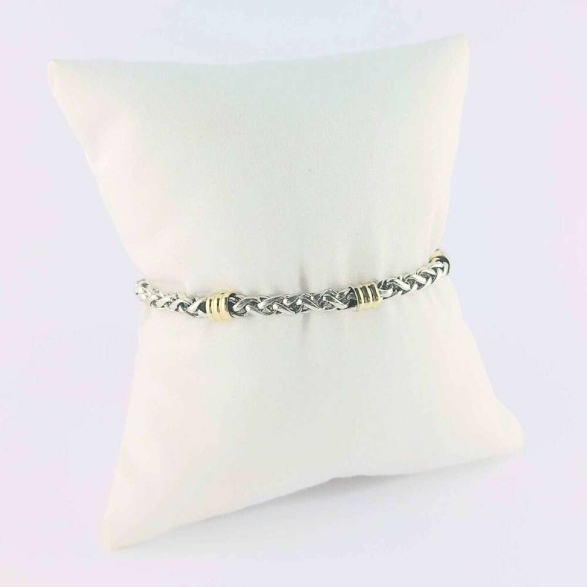 Pulsera de plata y double en oro 18 ktes. - 925 