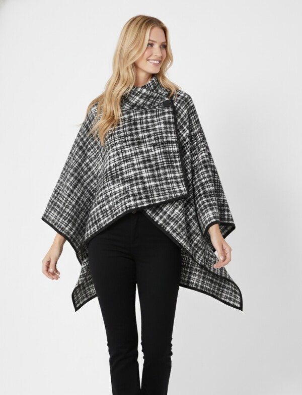 Ruana Cuadros NEGRO/BLANCO