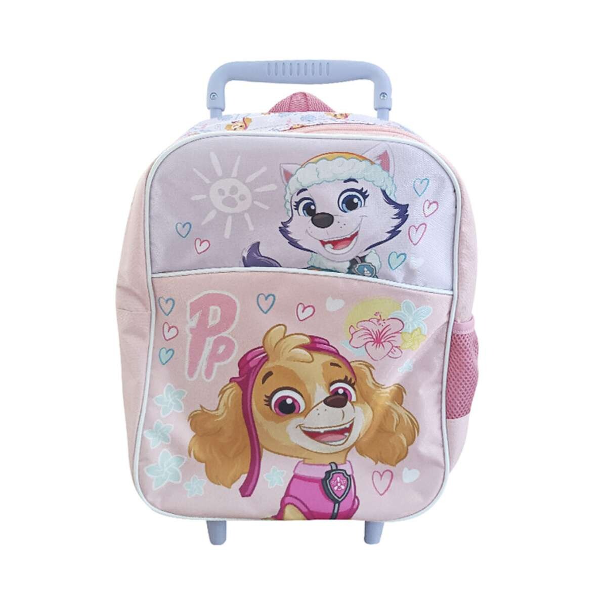 Mochila Infantil Paw Patrol Con Carro Tafeta Chica 35 X 26 Cm - Coral 