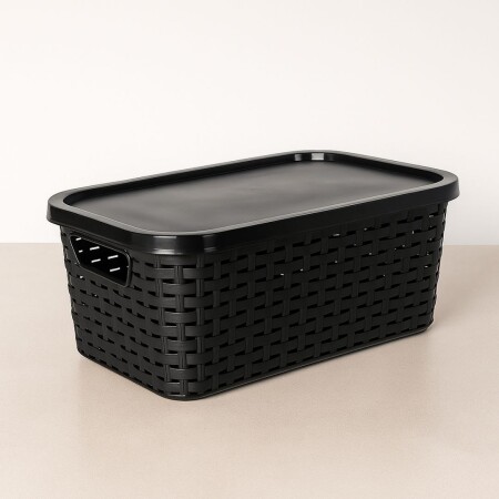 CAJA ORGANIZADORA SIMIL RATTAN 7 LITROS NEGRO CAJA ORGANIZADORA SIMIL RATTAN 7 LITROS NEGRO