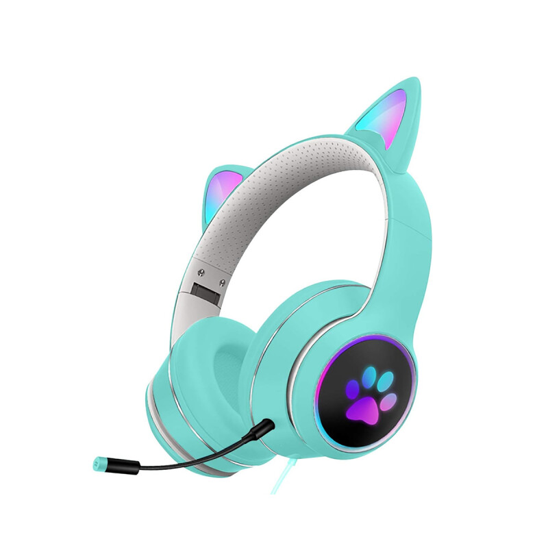 Auricular Con Orejas De Gato Y Luces RGB Con Micrófono Auricular Con Orejas De Gato Y Luces RGB Con Micrófono