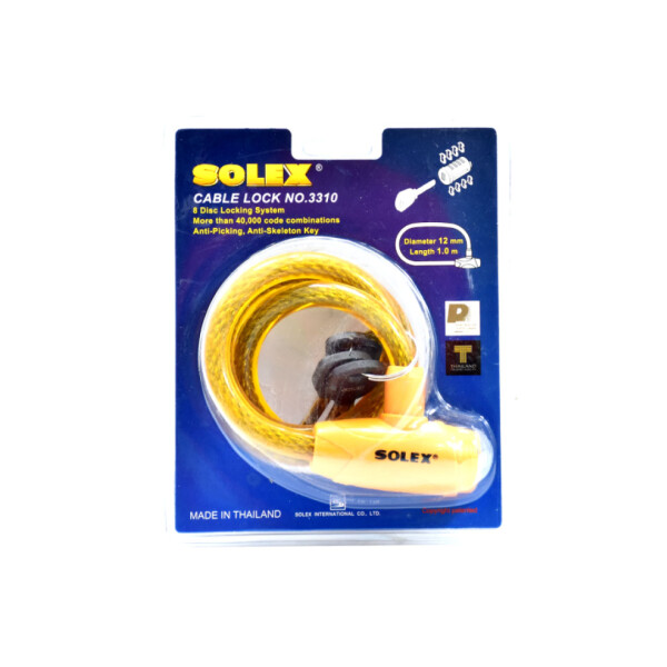 Candado Linga Con Llave Para Moto (1 Mt Largo) - Solex - Color Amarillo Candado Linga Con Llave Para Moto (1 Mt Largo) - Solex - Color Amarillo