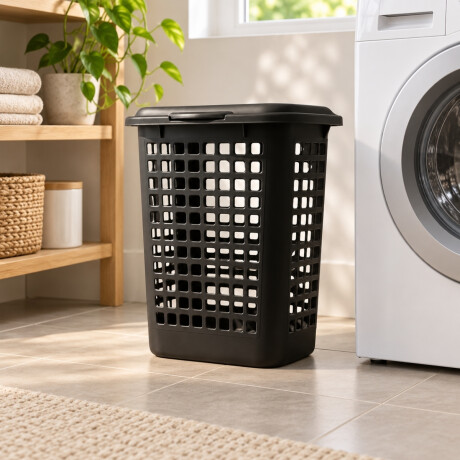 Cesto ecológico para ropa con tapa 30 lts NEGRO