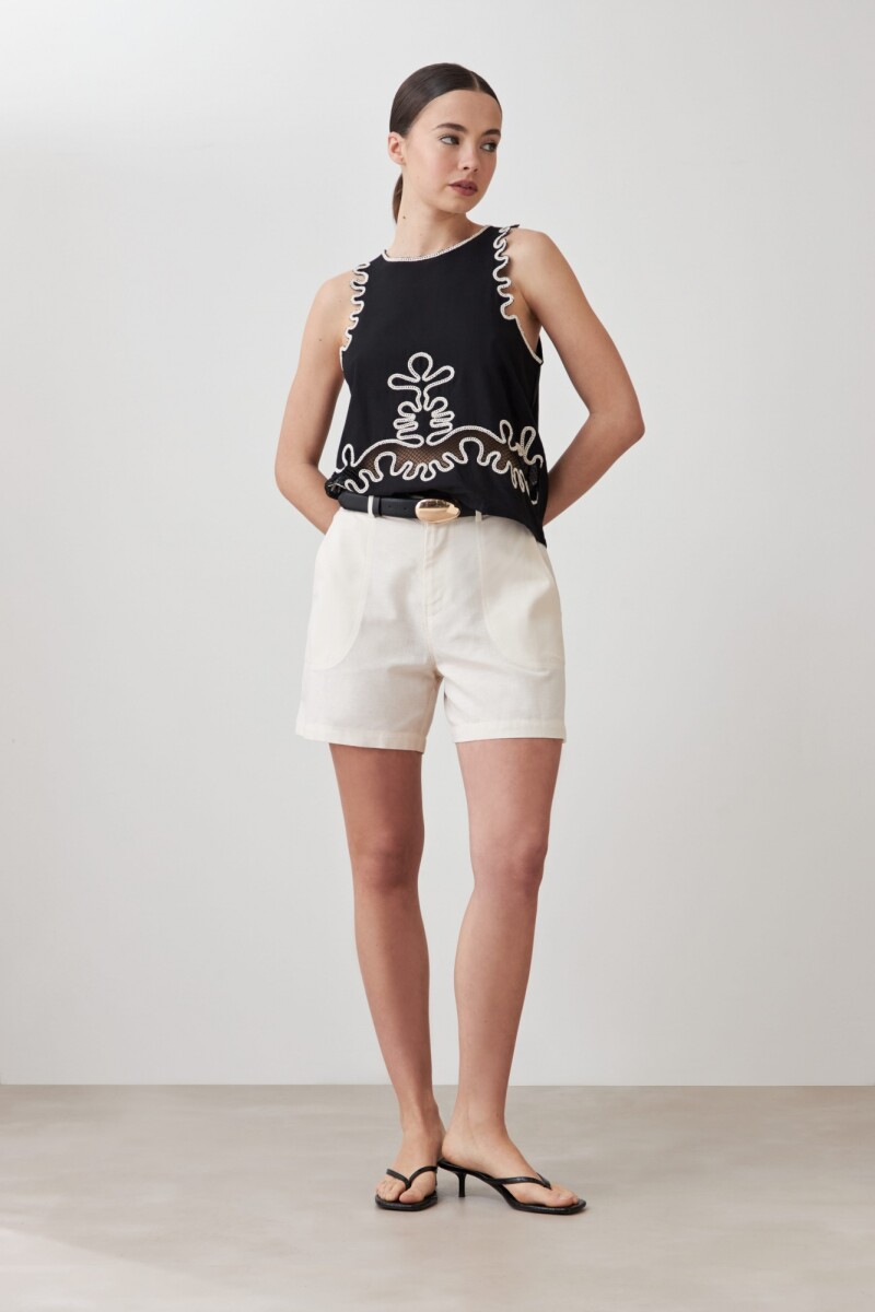 Top bordado - negro 