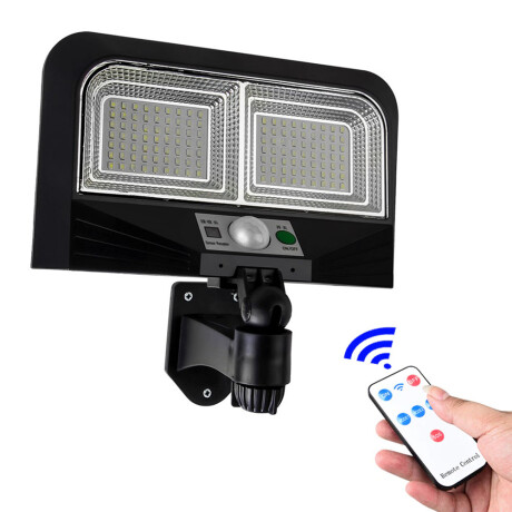 Foco Solar de Pared Exterior 126Leds c/Sensor Mov y Control Negro