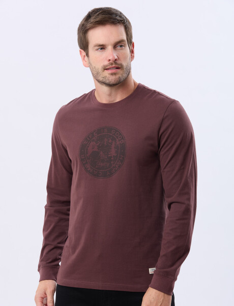 REMERA ESTAMPADA DE ALGODÓN BORDO