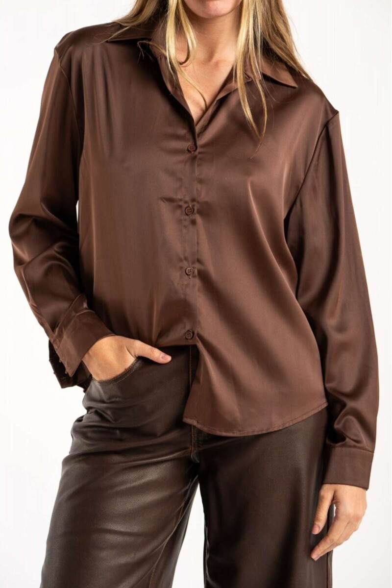 Camisa Saten - Chocolate 