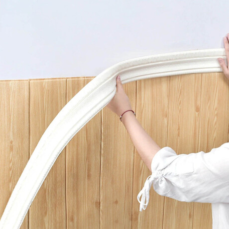 Revestimiento Zócalo 3D Adhesivo 2.35mt Pared Blanco Jug004010-b