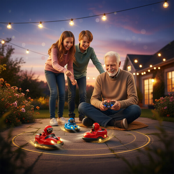 Auto Control Remoto Autitos Chocadores Go Karts Con Sonido Color Rojo y Azul